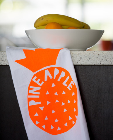 Fruity Fluro Orange Pineapple Tea Towel